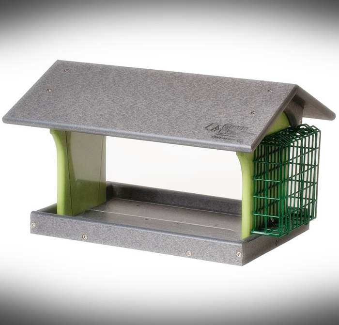 Amish Recycled Poly Hopper Feeder w/Single Suet